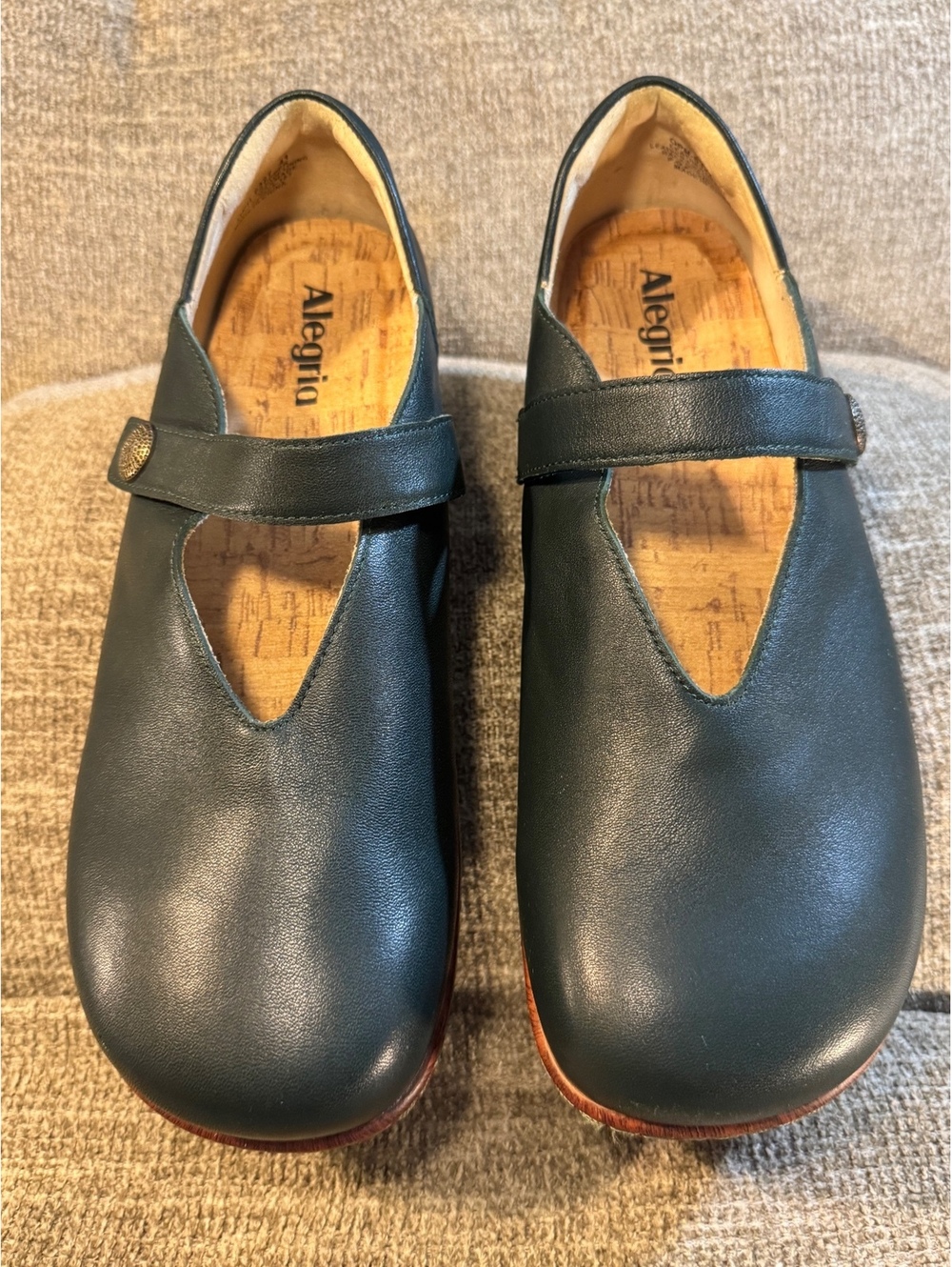 Alegria Opheliah Leather V-Cut Mary Jane Clogs Navy/Black Size 41/US 10.5